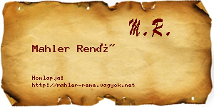 Mahler René névjegykártya